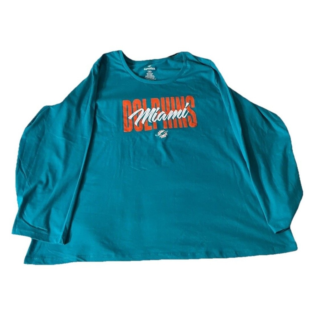 Miami Dolphins Shirt 3X Fanatics NFL Team Apparel Teal Long Sleeve Tee